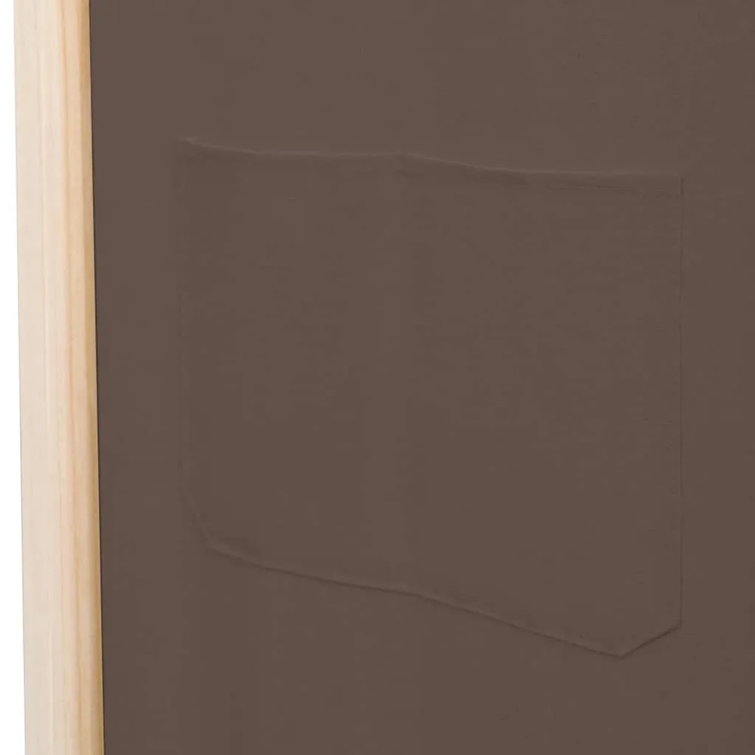 Detailansicht: Brauner VidaXL Raumteiler mit Stoffbespannung und Taschen.