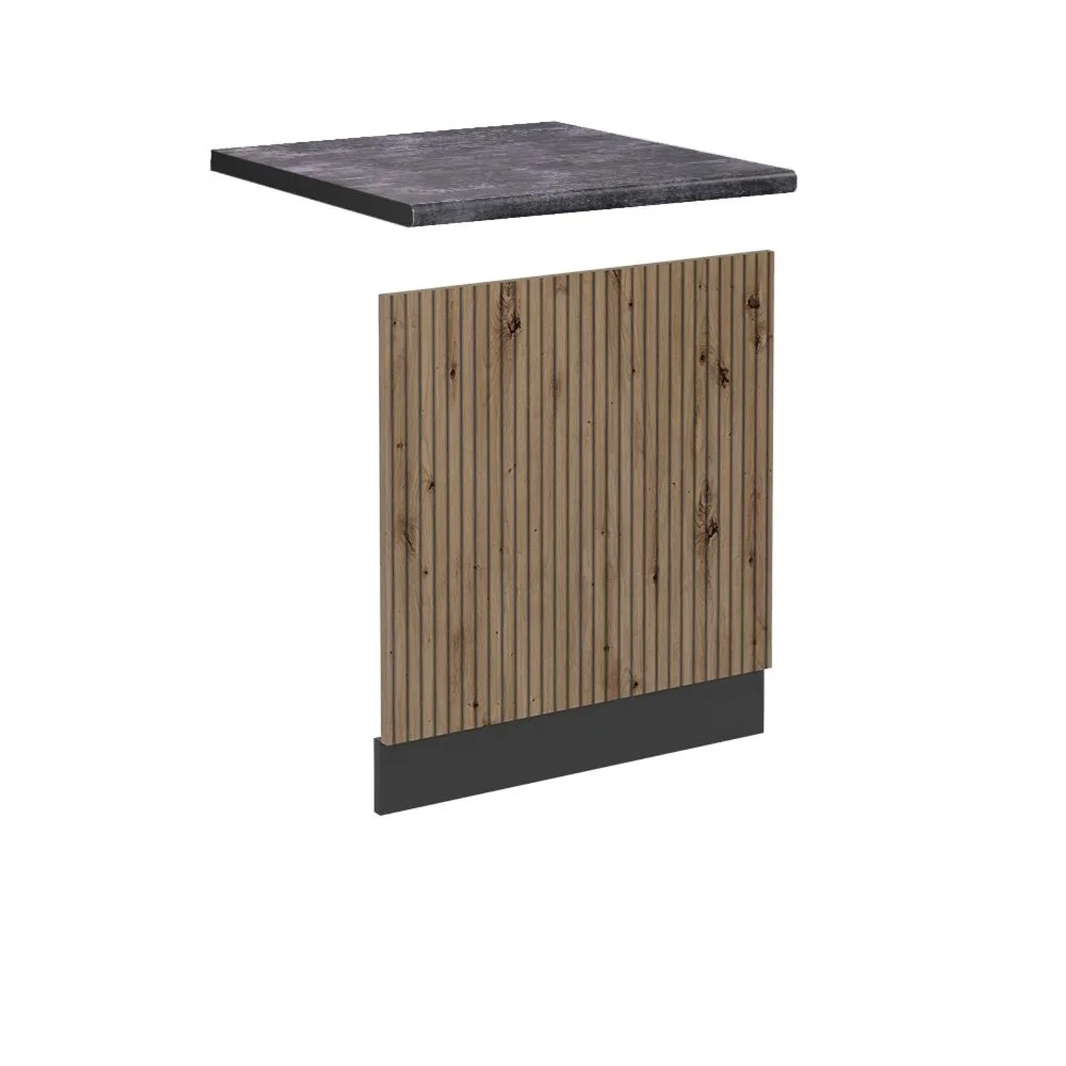 Vicco Frontblende R-Line Geschirrspüler Fronttür Artisan-Eiche Anthrazit 45 cm AP Anthrazit mit Anthrazit Korpus Opt2