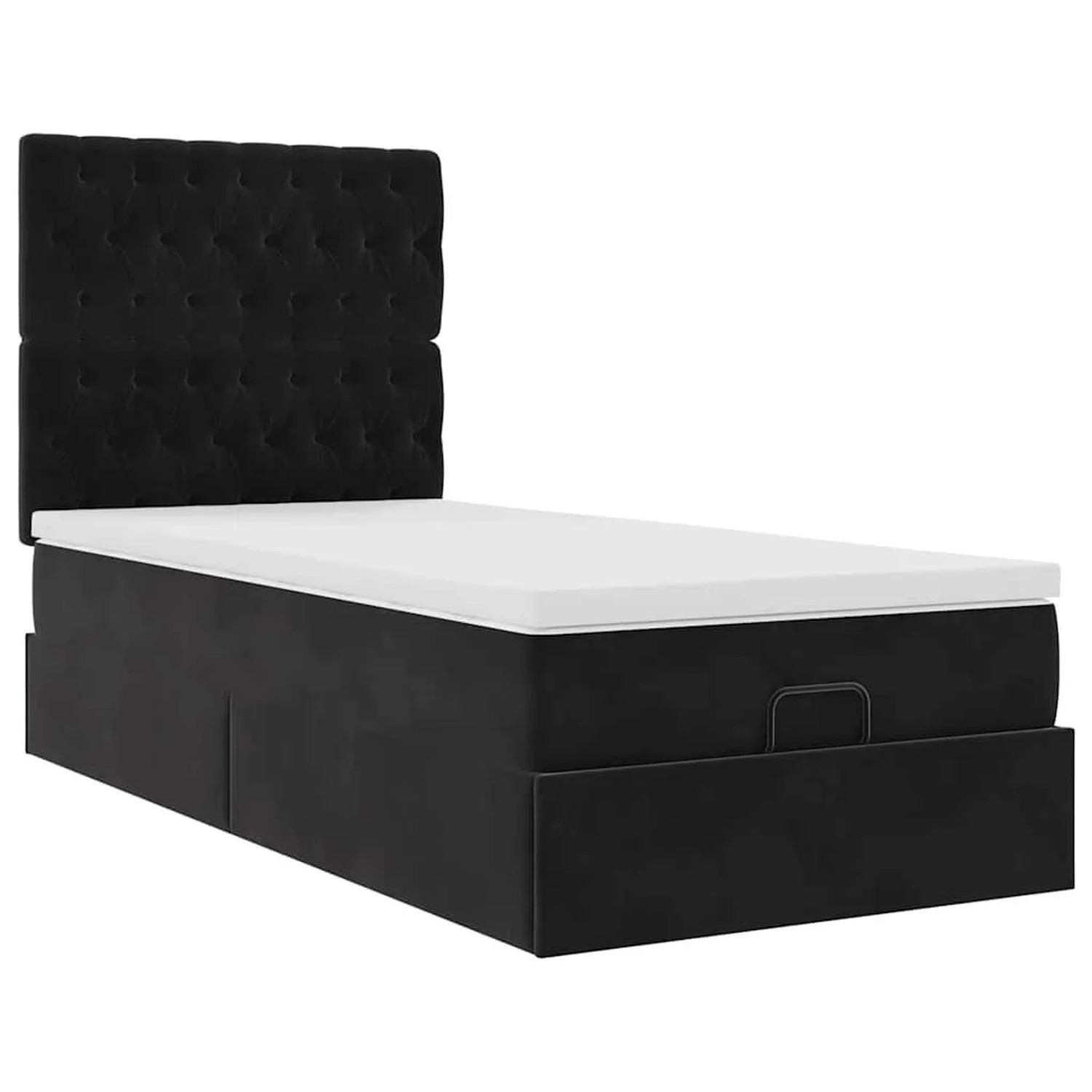 vidaXL Ottoman-Bett mit Matratzen & LEDs Schwarz 100x200 cm Samt 3314374
