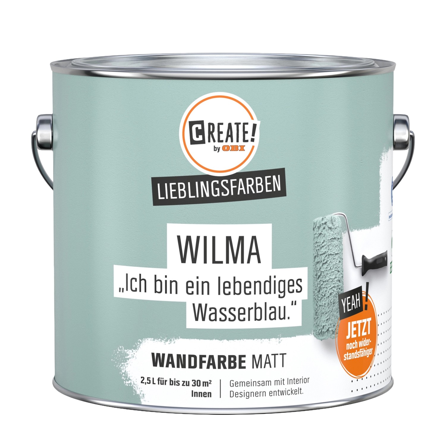 CREATE! by OBI Wandfarbe Lieblingsfarbe Wilma Wasserblau Matt 2,5 l