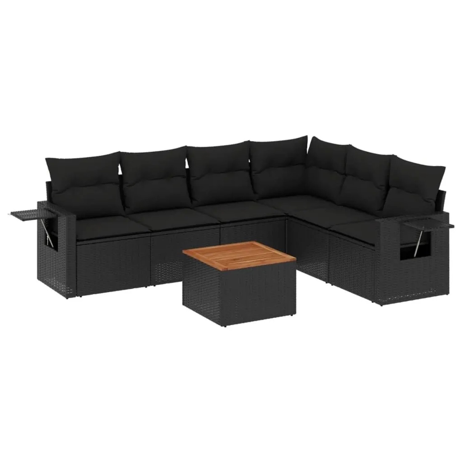 vidaXL 7-Tlg Garten-Sofagarnitur mit Kissen Schwarz Poly Rattan 3224578 günstig online kaufen
