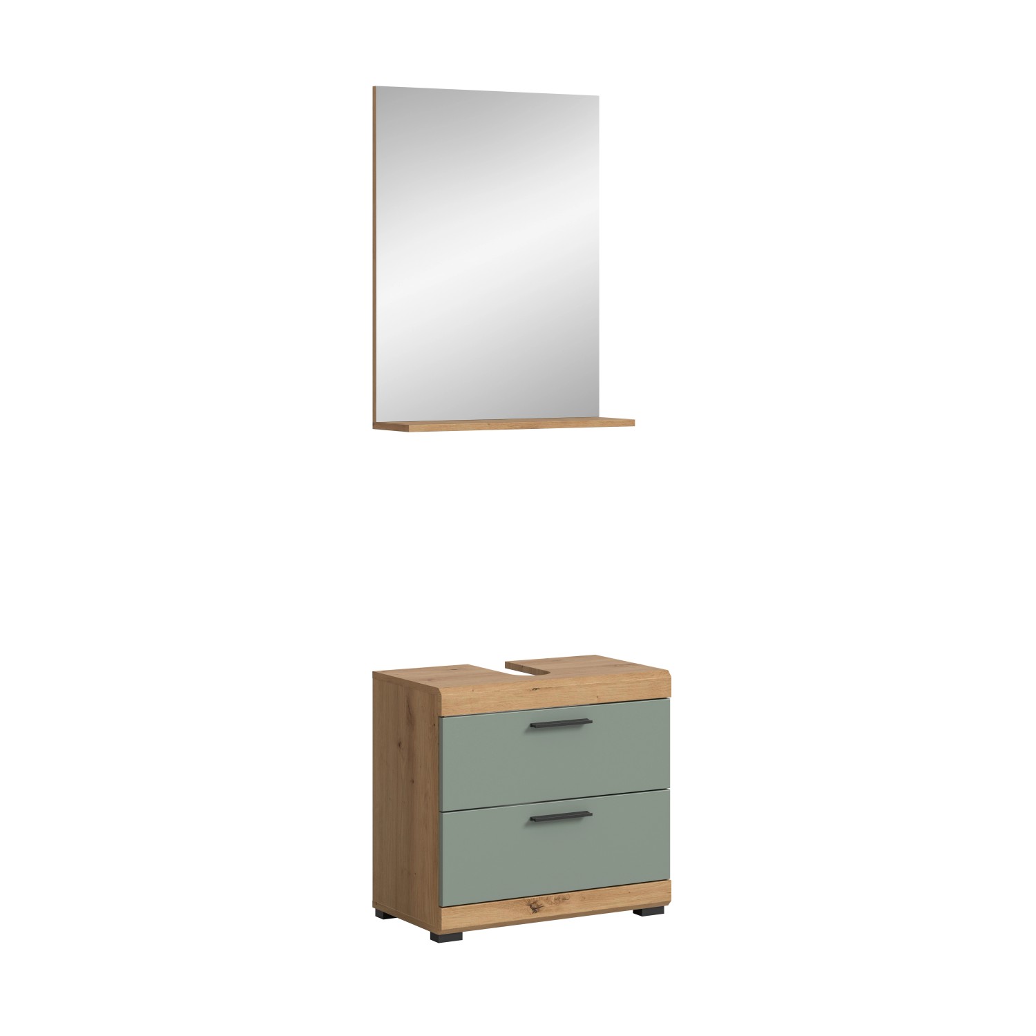 Badkombination 2-teilig mit Spiegel 60 x 191 x 34 cm Front Salbei FSC® günstig online kaufen