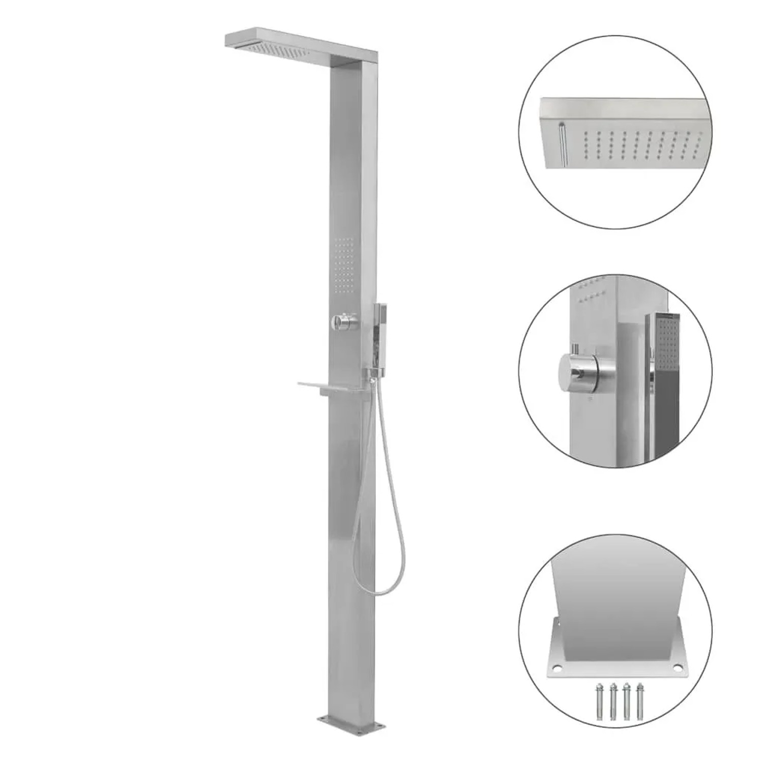 vidaXL Gartendusche Edelstahl Quadratisch 48200