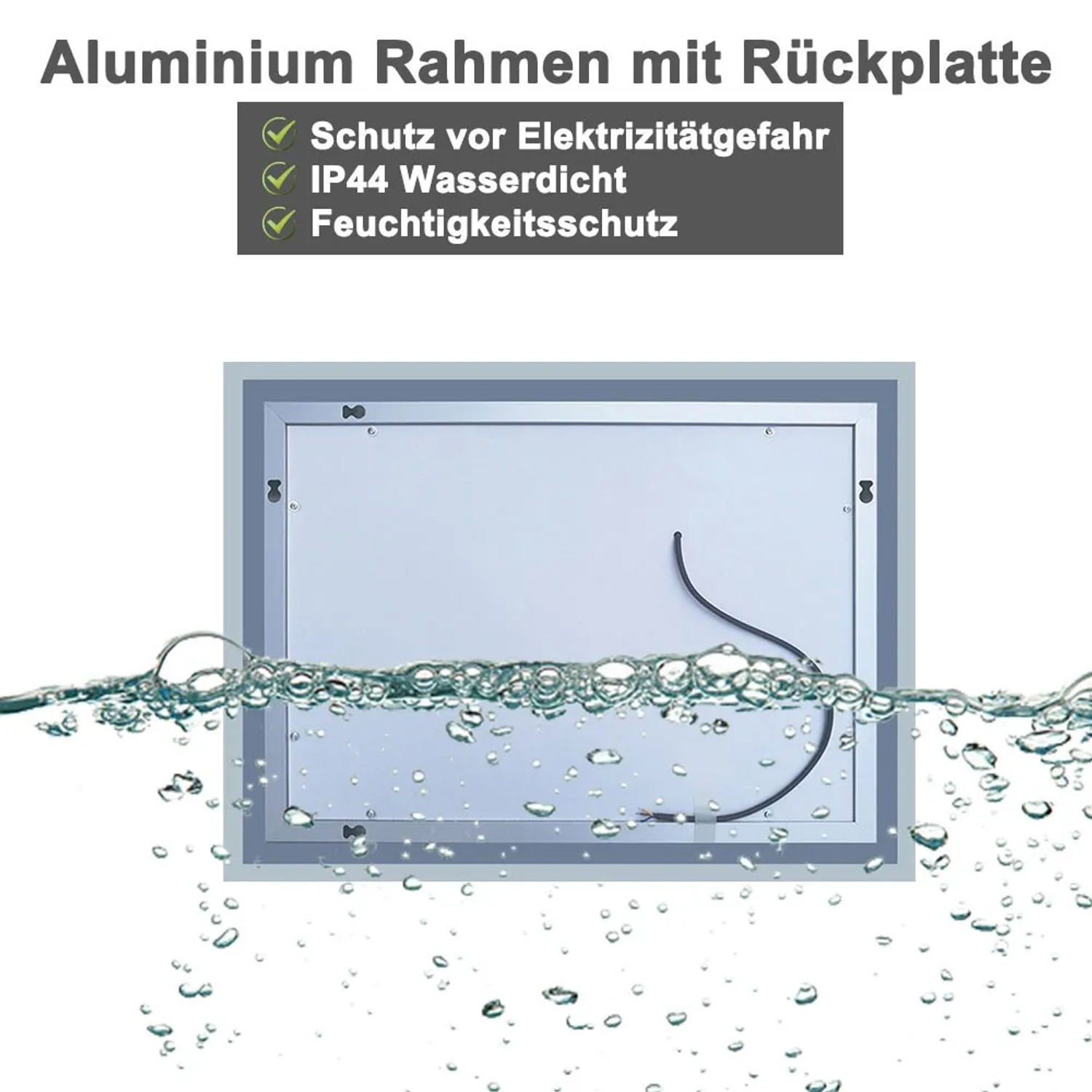 Aica Sanitär Badspiegel 80x60 cm Spiegel mit LED Beleuchtung Kaltweiß Beschlagfrei Wandspiegel Touch Wandschalter Badezimmerspiegel_6