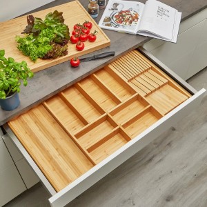 SOTECH Orga-Box-1 Bambus Besteckeinsatz 10 Fächer Für Blum Tandembox Antaro Schubladen 819x473x56 mm im 90er Schrank