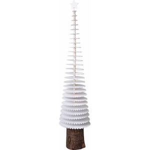 Weißer Holz-Tannenbaum (68 cm) mit Wellenrand als weihnachtliche Dekoration.