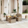 Beige 5-tlg. vidaXL Garten-Sofagarnitur aus Rattan mit Kissen für Terrasse und Garten.