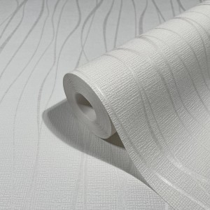 Rolle Marburg Vliestapete Ivy Nov in Weiß-Beige mit Wellenmuster.