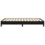 Schwarzes vidaXL Bettgestell (120x200 cm) aus Stoff mit Holzlattenrost.