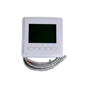 Digitaler Perobe Temperaturregler für elektrische Fußbodenheizung mit Display und Kabel.
