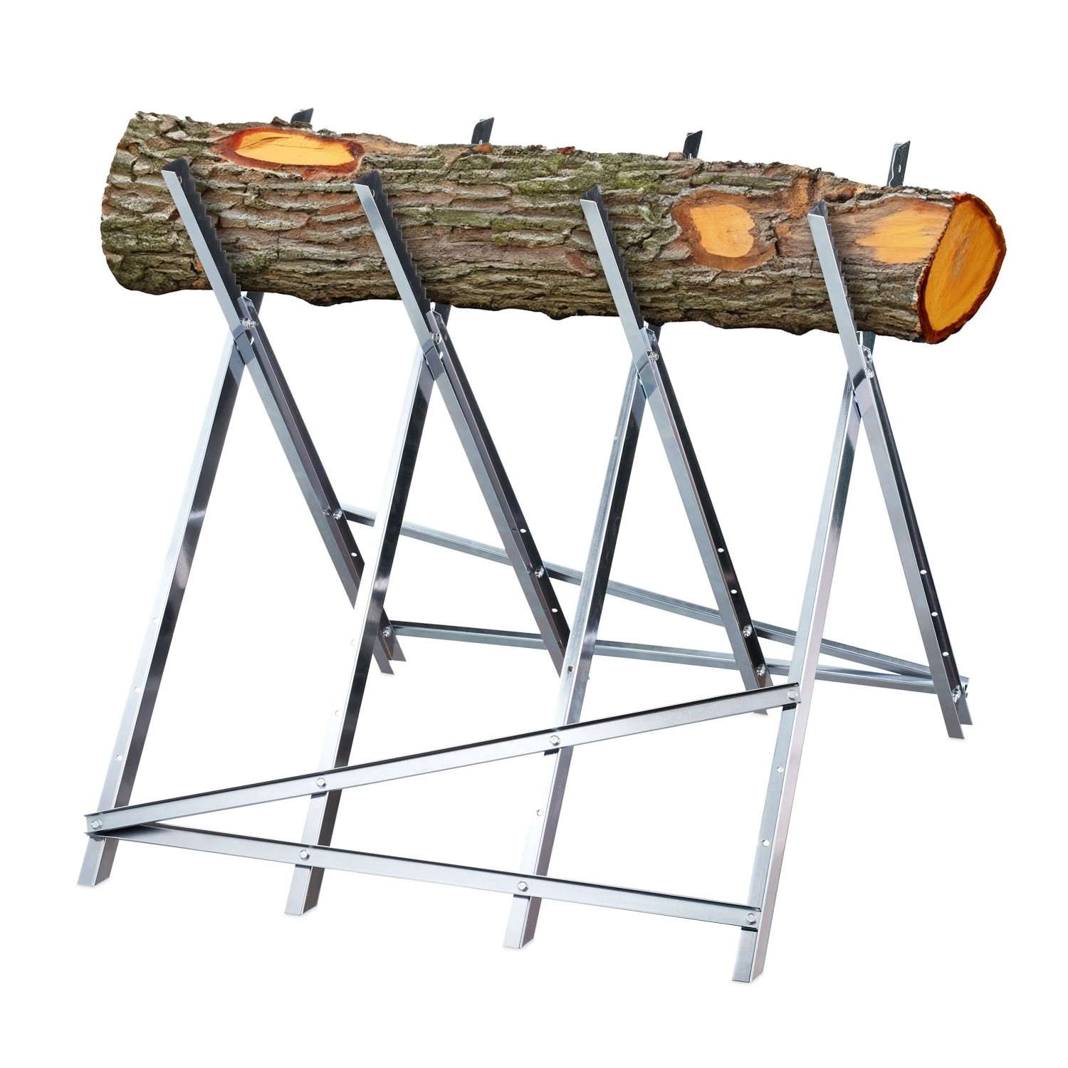 Relaxdays Sägebock Stahl Silber Höhenverstellbar Zusammenklappbar 150 kg
