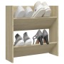 vidaXL Wand-Schuhschrank Sonoma-Eiche mit Schuhen auf zwei Ebenen.