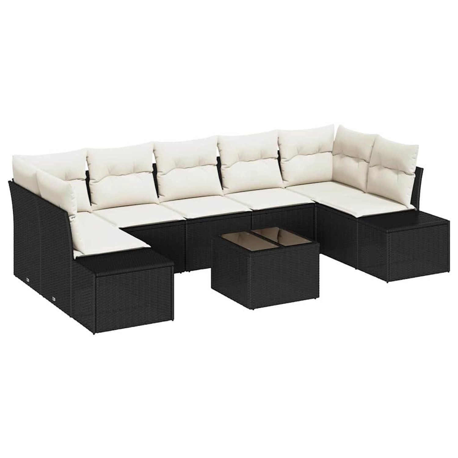 vidaXL Garten-Sofa-Set 8-Tlg Schwarz Poly Rattan 3346977 günstig online kaufen