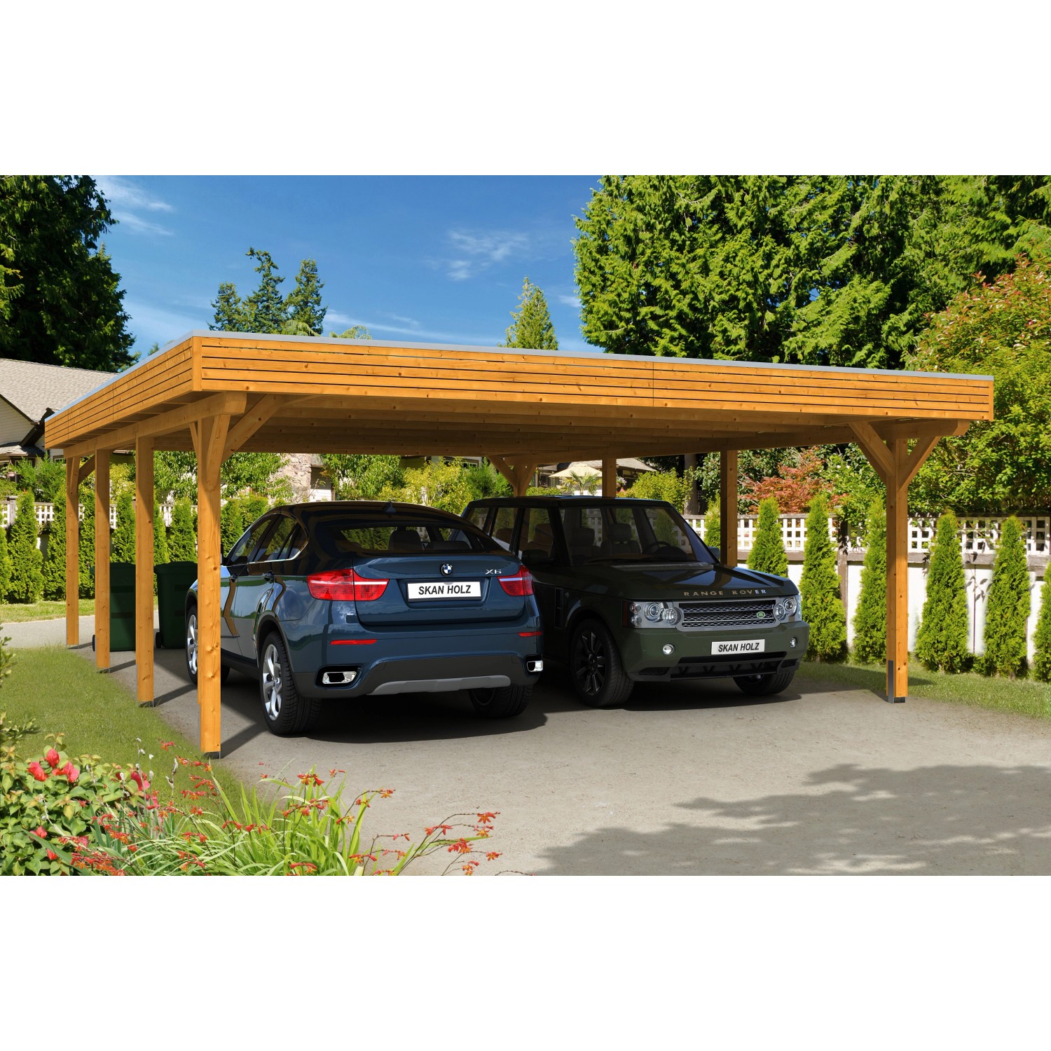 Skan Holz Carport Spessart 611 cm x 846 cm Eiche hell günstig online kaufen