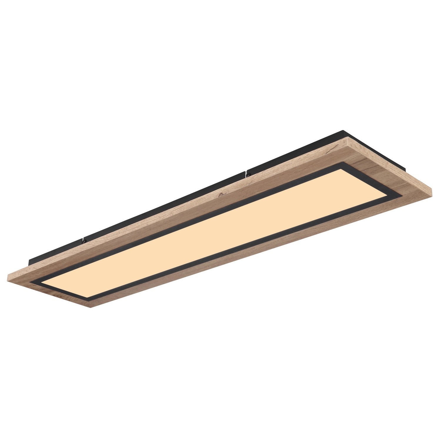 Globo LED-Deckenleuchte Lea Holzfarben/Schwarz 80 x 20 cm H 4,5 cm