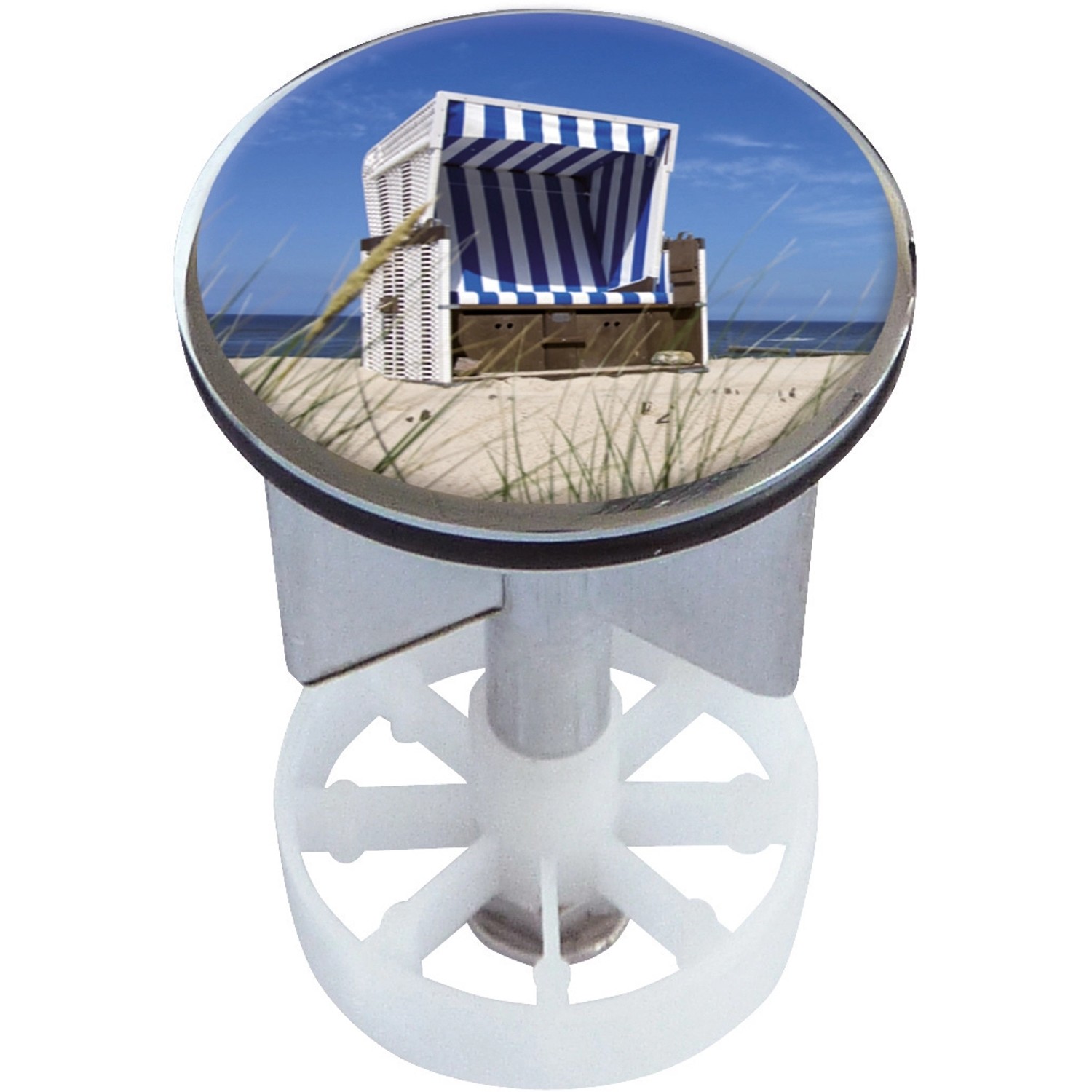 Waschbeckenstöpsel Design Strandkorb Metall 38 mm