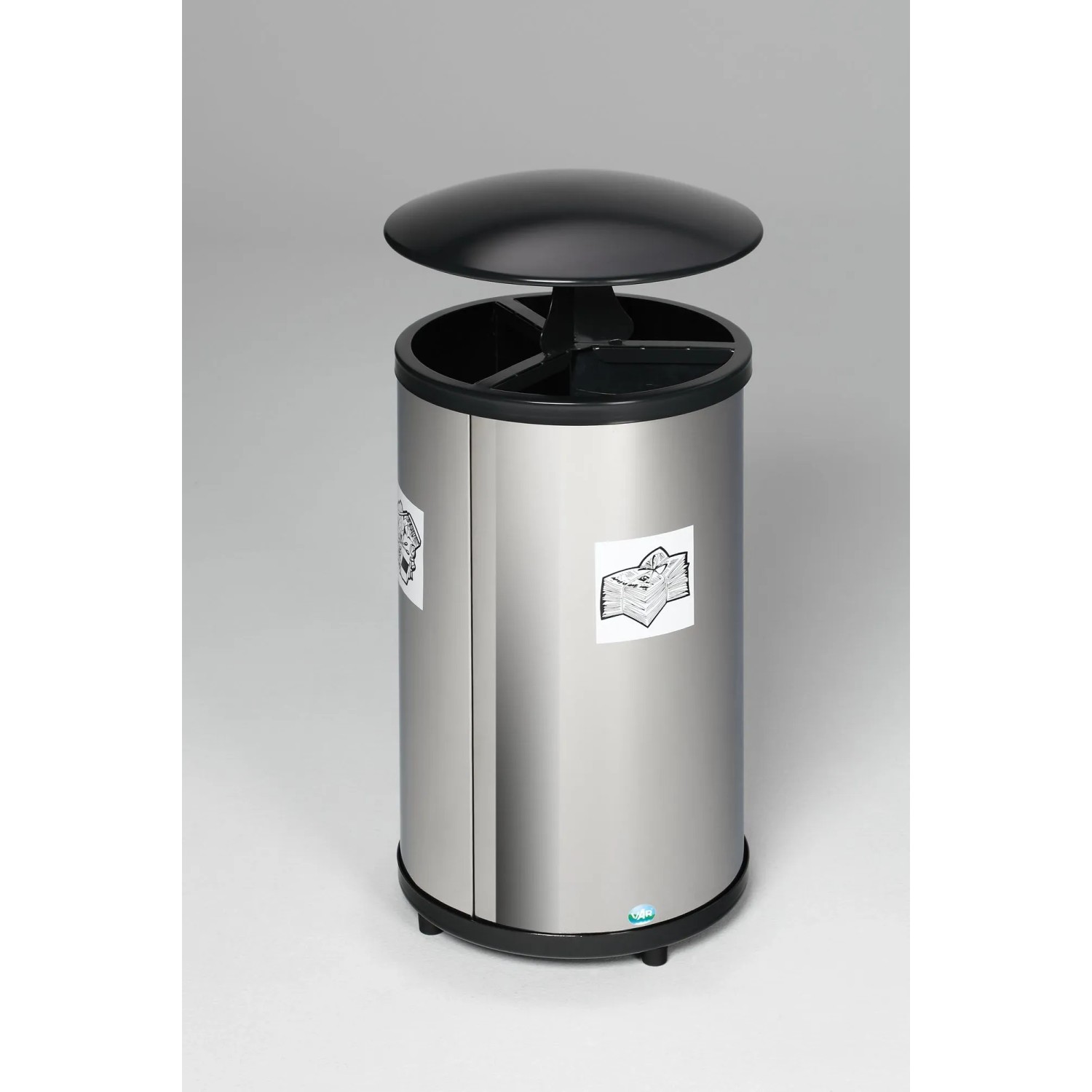 PROREGAL Robuste Wertstoffsammelstation Mit Dach 30 Liter Je Behälter HxBxT 89 x 42 x 42 cm Edelstahl Silber