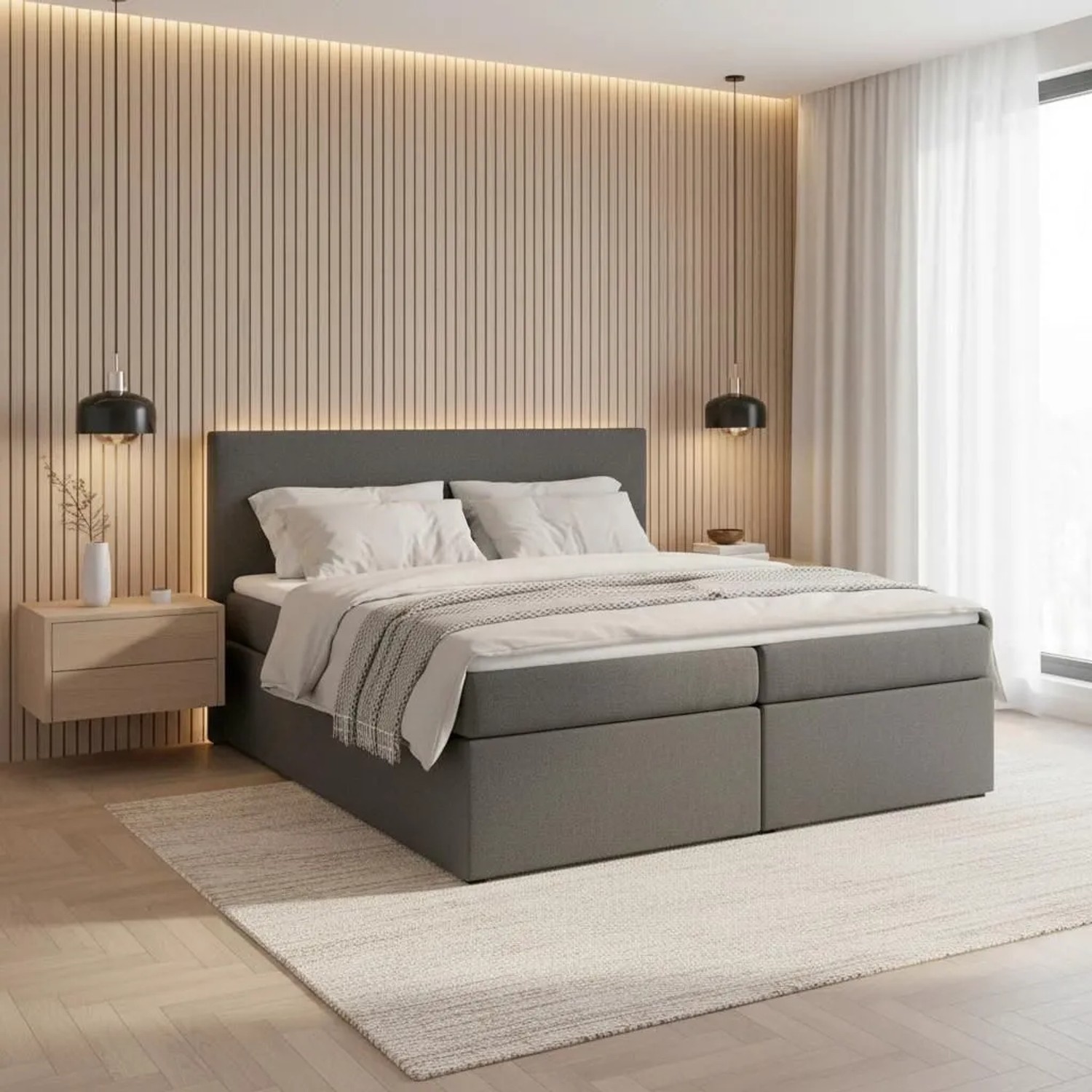 Bessagi Home Boxbett Lucy 2 Grau ca.180x200cm mit Topper