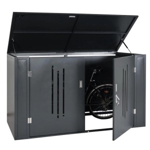 MCW 2er-Fahrradgarage K64 Fahrradbox Gerätehaus Fahrradunterstand mit Deckel Abschließbar Metall 121