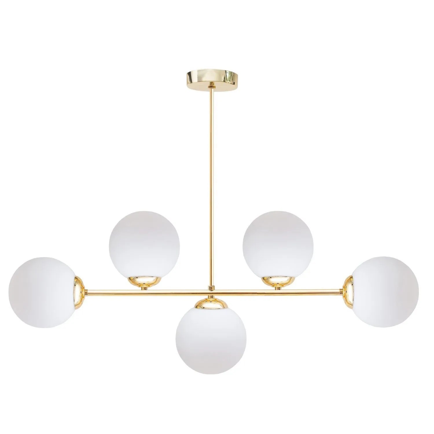 Licht-Erlebnisse Deckenlampe Metall Glas In Gold Weiß E27 Kugel Schirm
