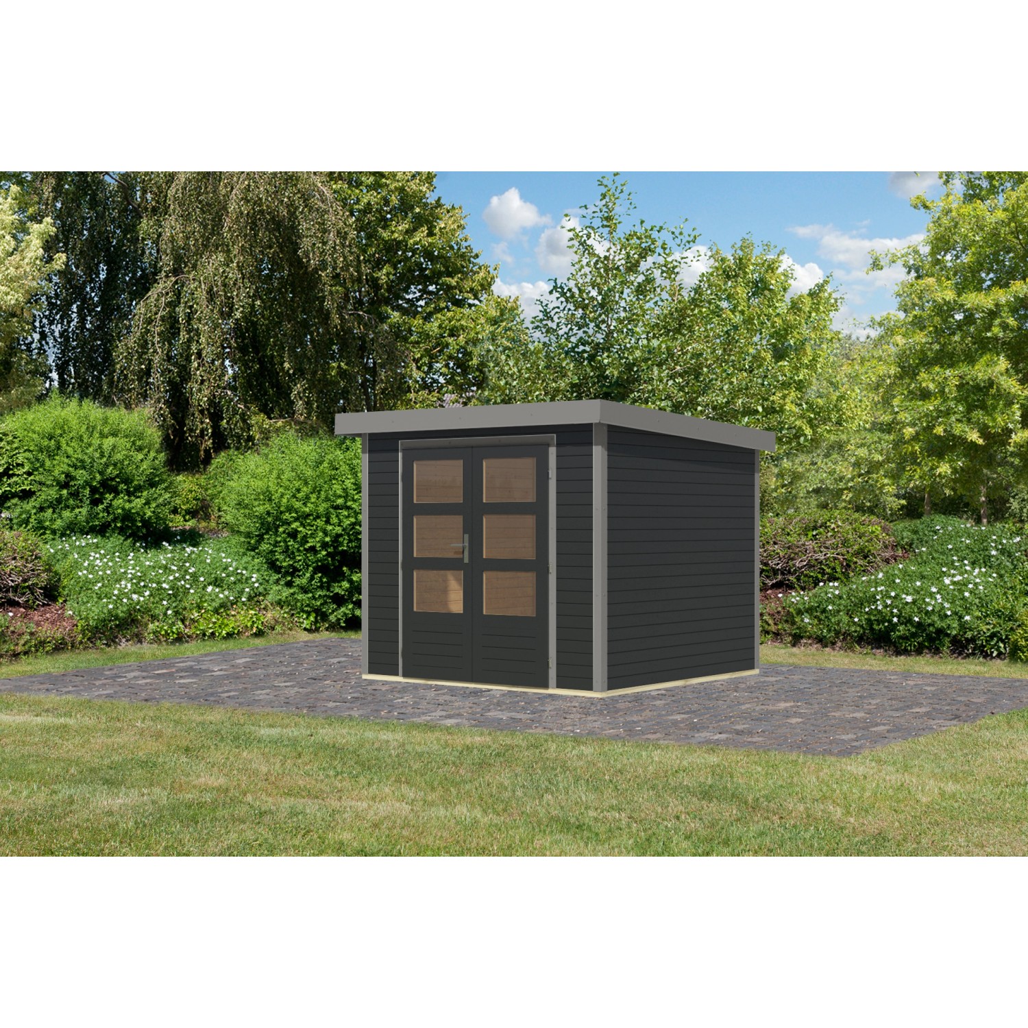 Karibu Gartenhaus Diego 3 C Anthrazit/Graualuminium 209 x 238 x 213 cm günstig online kaufen