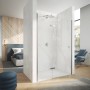 Hüppe Schwingtür Design Pure, 80x200 cm, Black Edition Walk-in Dusche im modernen Badezimmer.