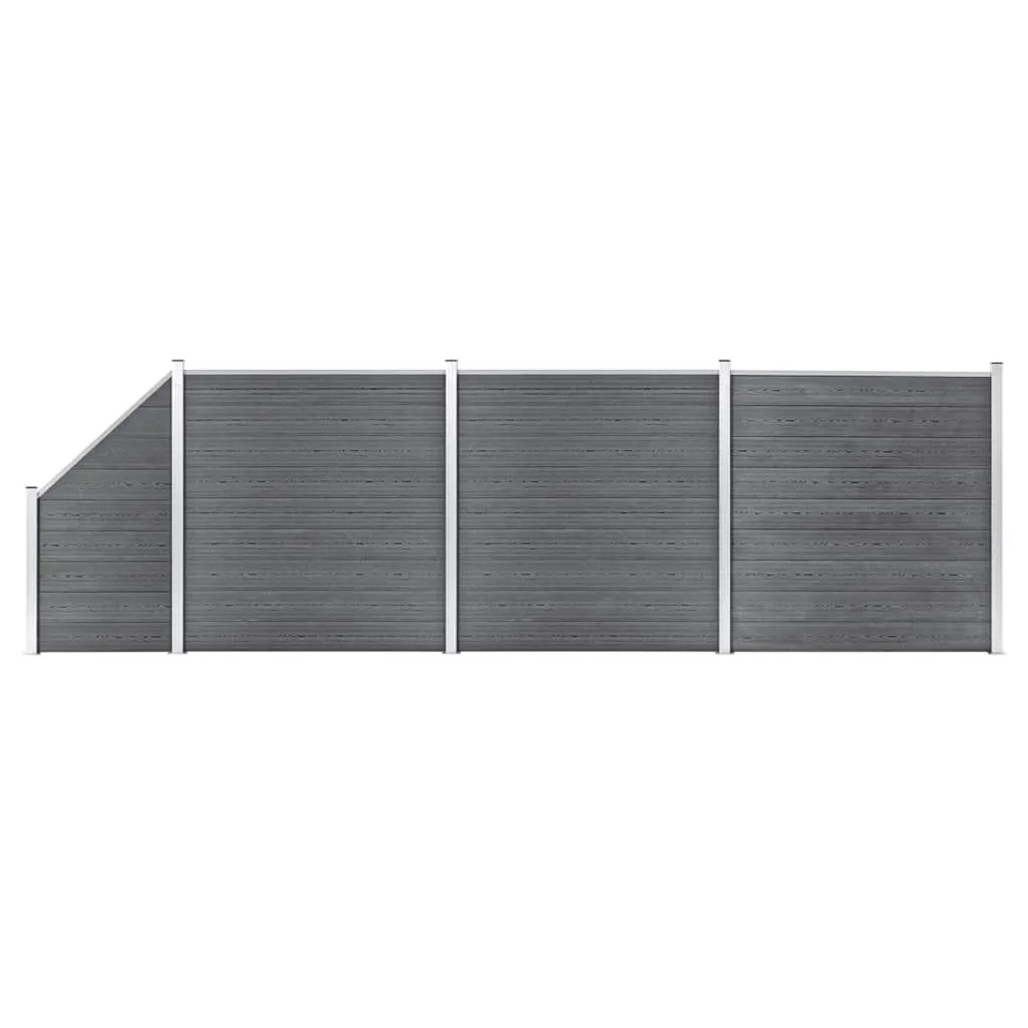 vidaXL WPC Zaun-Set 3 Quadrate + 1 Schräge 619x186 cm Grau 3053235