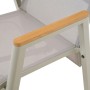 Detailansicht: Siena Garden Movesessel Bologna, seidengrau, mit Teakholz-Armlehne.