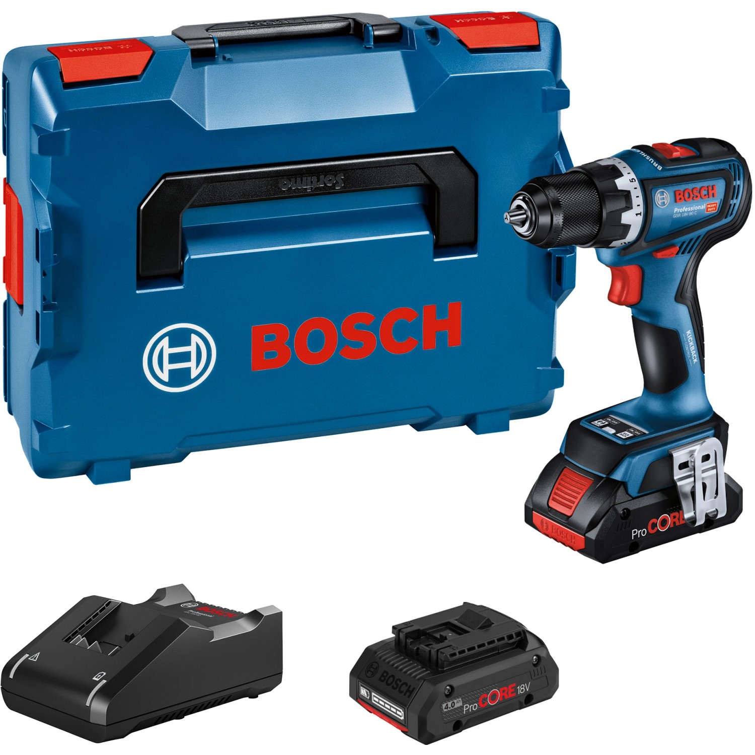 Bosch Professional 18 V Akku-Bohrschrauber GSR 18V-90 C inkl. 4 Ah Akkus