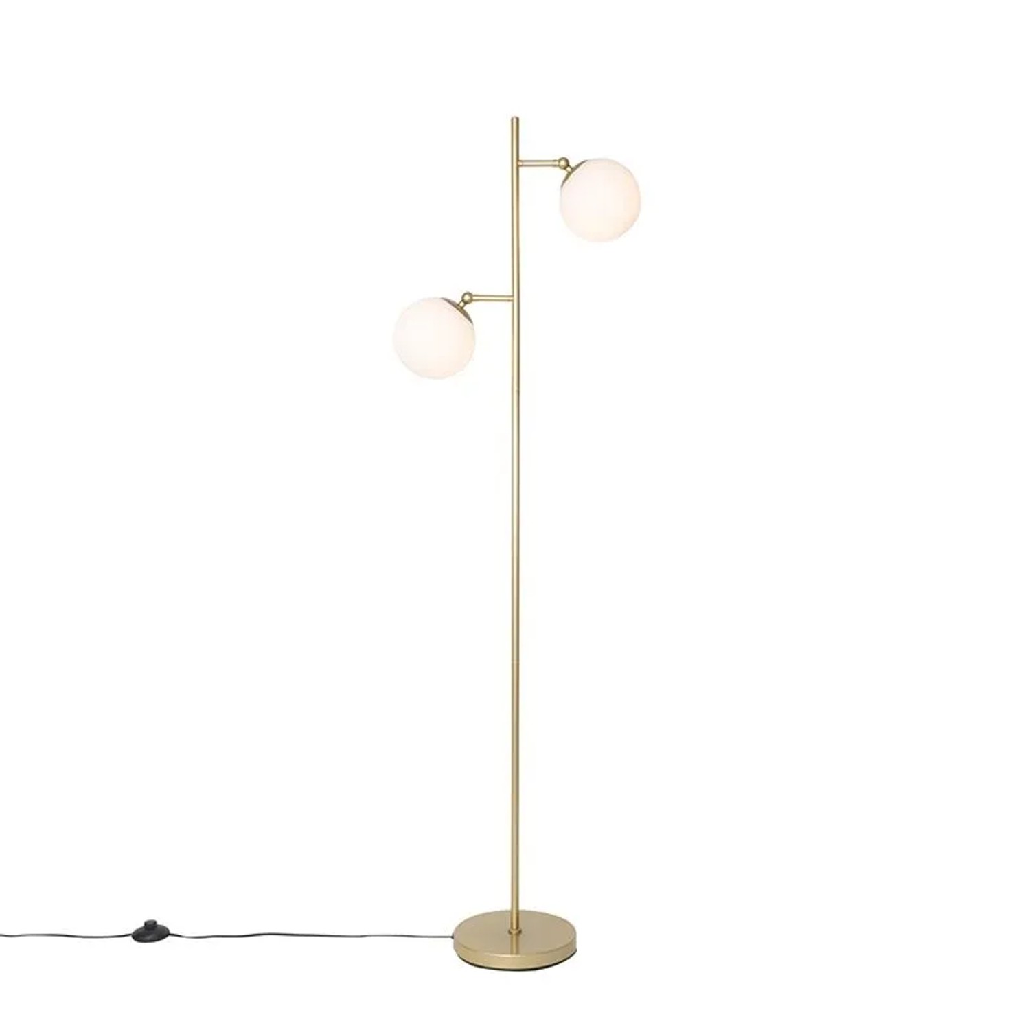 QAZQA Art Deco Stehleuchte Gold mit Milchglas 2-Licht Pallon