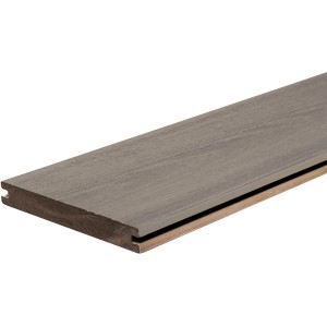 WPC Terrassendiele Muschel-Stein, detailierte Holzoptik, robust und langlebig.