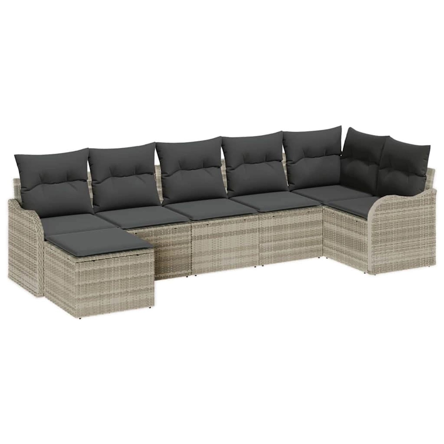 vidaXL Garten-Sofa-Set mit Kissen 7-Tlg Hellgrau Poly Rattan 3354461 günstig online kaufen