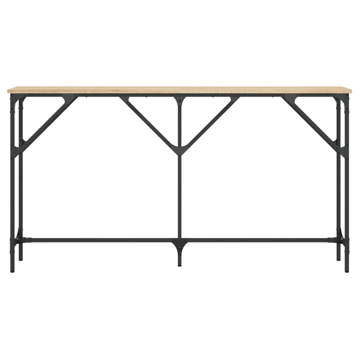 vidaXL Konsolentisch Sonoma-Eiche, 140 cm breit, mit schwarzem Metallgestell.