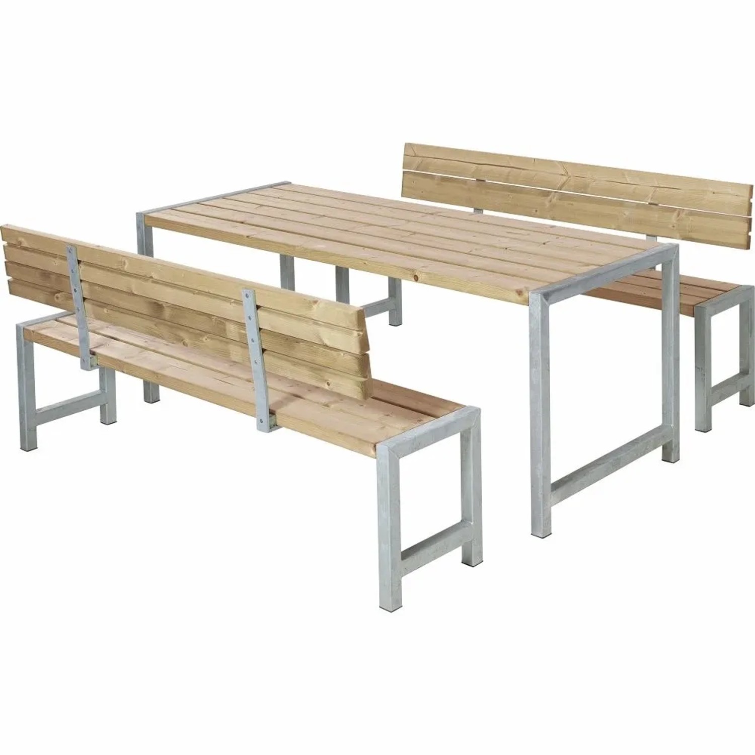 PLUS Gartensitzgruppe aus Holz 186 cm mit 2 Rückenlehnen ThermoWood Druckimprägniert Gartenmöbel Set