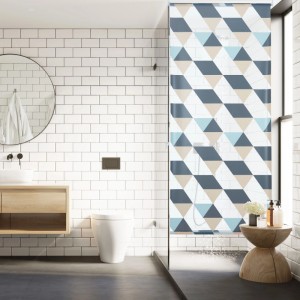 Relaxdays Duschrollo Kunststoff Aluminium Grau Blau Beige Wasserabweisend 120 cm x 240 cm