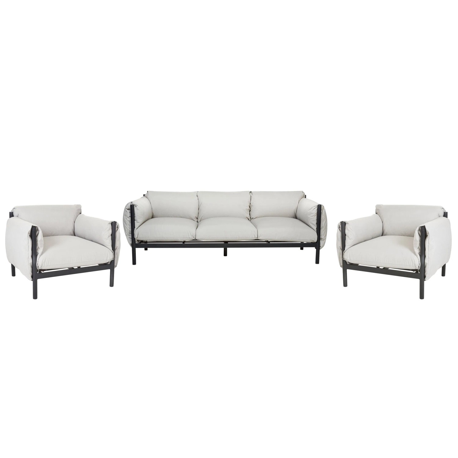 Beliani 3-Sitzer Sofa und 2 Sessel ESPERIA Hellgrau