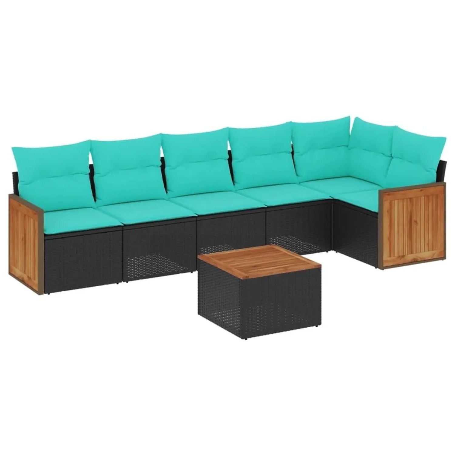 vidaXL 7-Tlg Gartensofa-Set mit Kissen Schwarz Polyrattan 3227674 günstig online kaufen