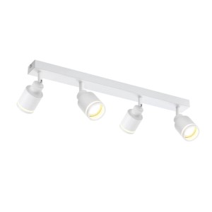 Weißer ZMH Deckenstrahler, modern, 4-flammig, aus Metall, schwenkbar, für GU10 Leuchtmittel. Ideal für Decke/Wand.