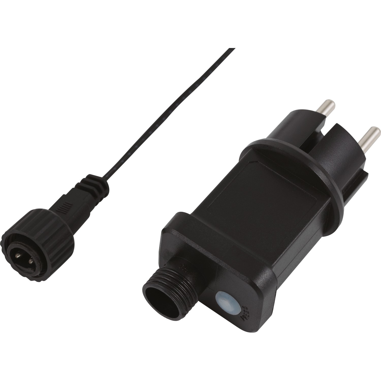 Schwarzer Stecker für LED Projektor Schneeflocken Außen-Dekoleuchte mit 3 m Zuleitung.