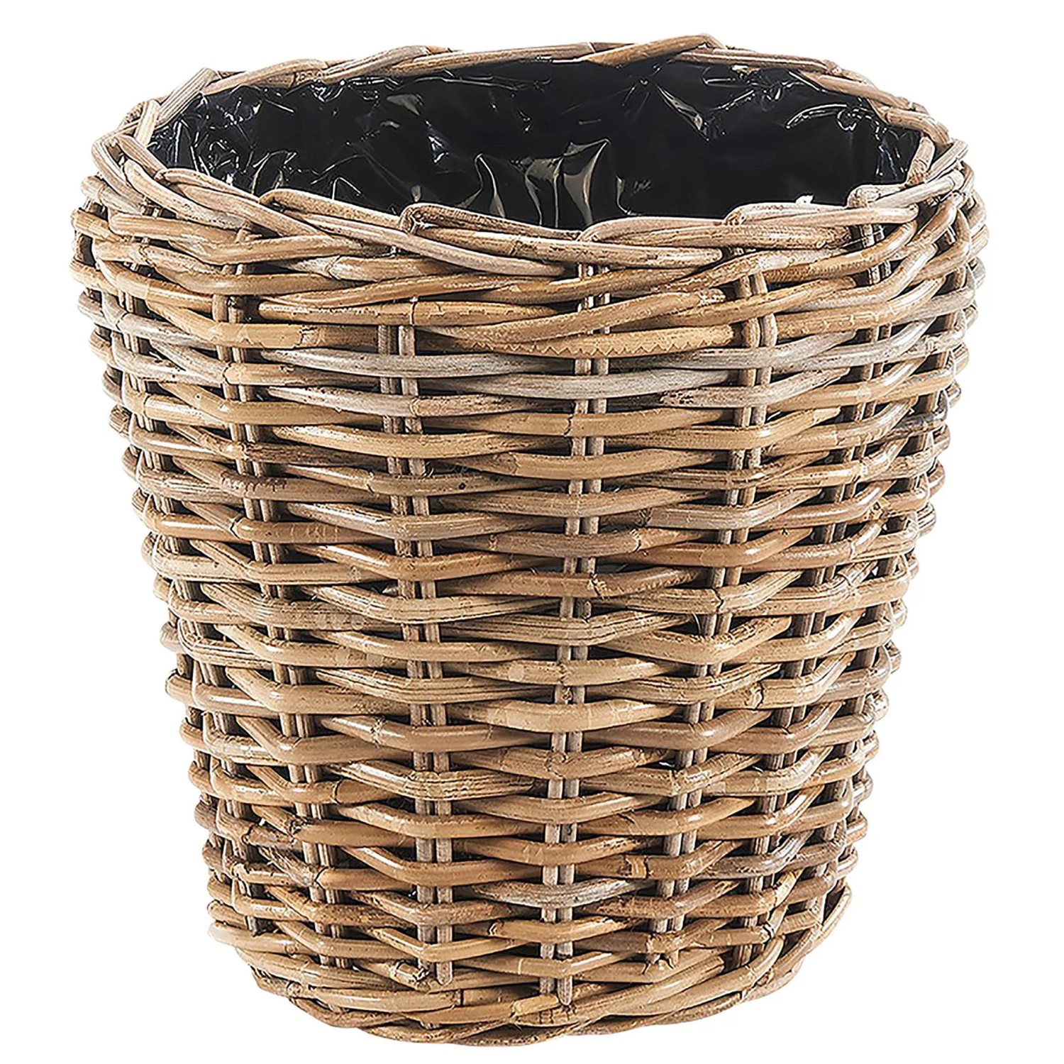 Kobolo Pflanzkorb Übertopf aus Rattan mit Folie Kubu Grey Grau