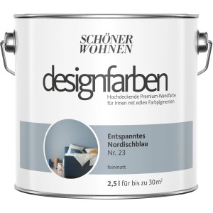 Schöner Wohnen Designfarben Entspanntes Nordischblau, matte Wandfarbe im 2,5 l Eimer.