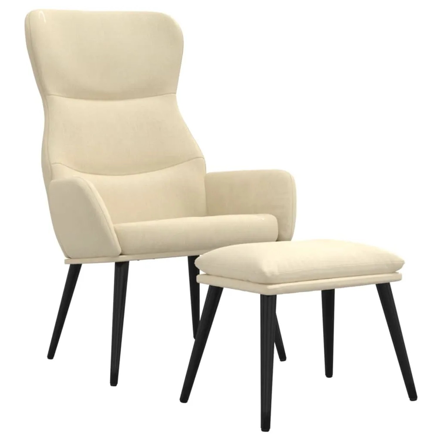 vidaXL Relaxsessel mit Hocker Creme Stoff 3097431