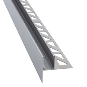 Dalsys Gefällekeil links, 98cm, Edelstahl silber. Fliesenschiene für barrierefreie Dusche mit Glasaufnahme.