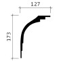 Technische Zeichnung einer weißen PROFHOME Eckleiste (173x127mm) im 4er Set (8m).