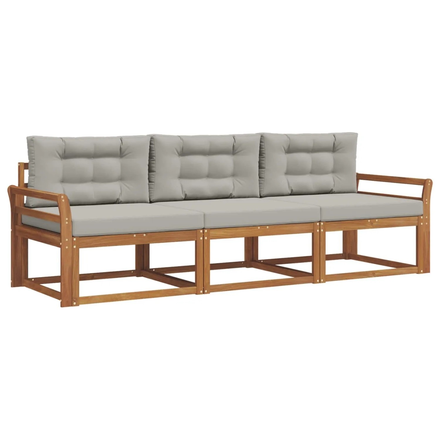 vidaXL Outdoor-Sofagarnitur mit Kissen 3-Tlg Natur und Hellgrau 3367124