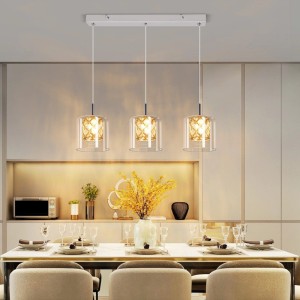 ZMH Pendelleuchte 3 flammig Vintage Modern Kristall Glas Höhenverstellbar G9 Hängeleuchte für Wohnzimmer Esszimmer