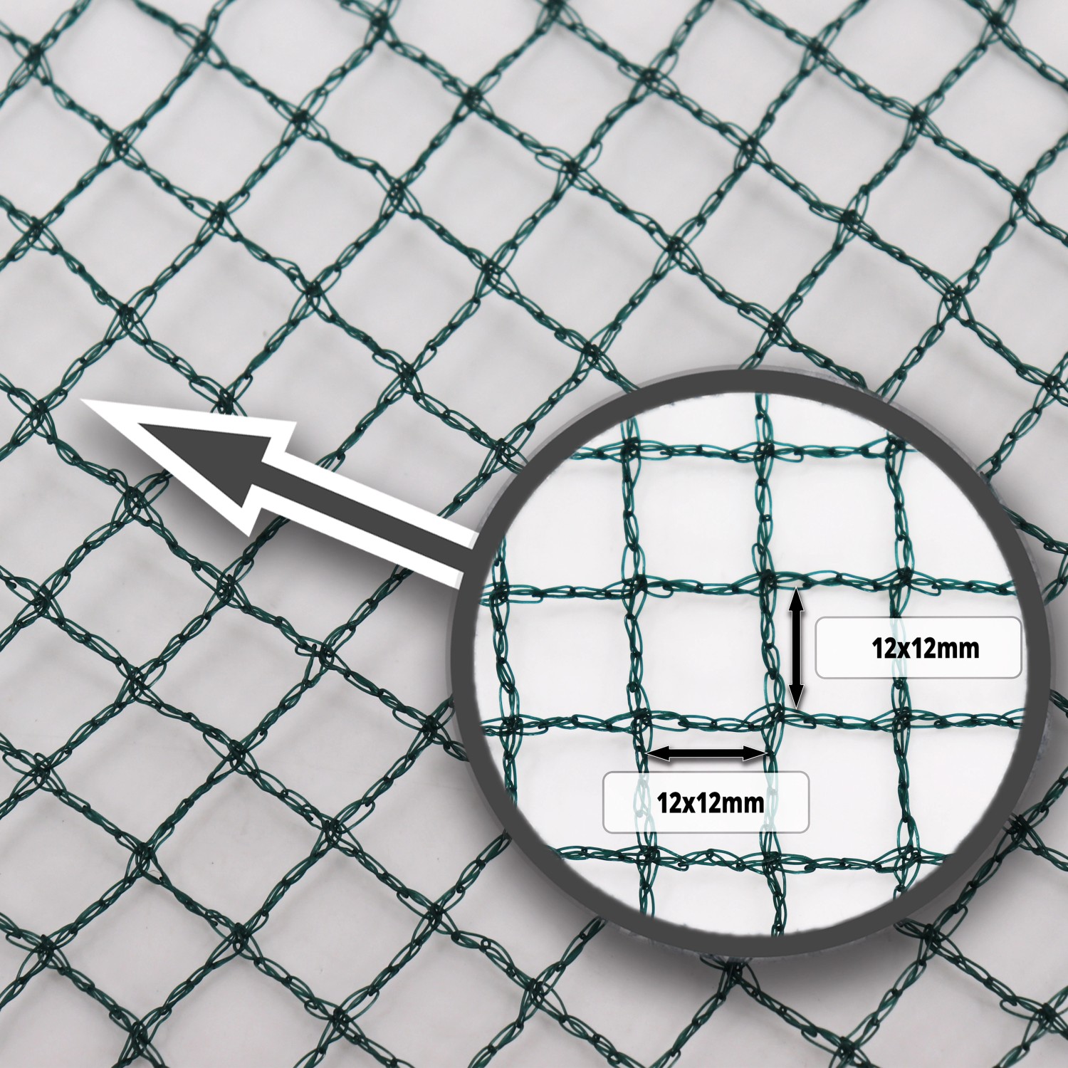 Detailaufnahme des Aquagart Teichnetzes (3x10m) mit 12x12mm Maschenweite, ideal als Laubnetz.