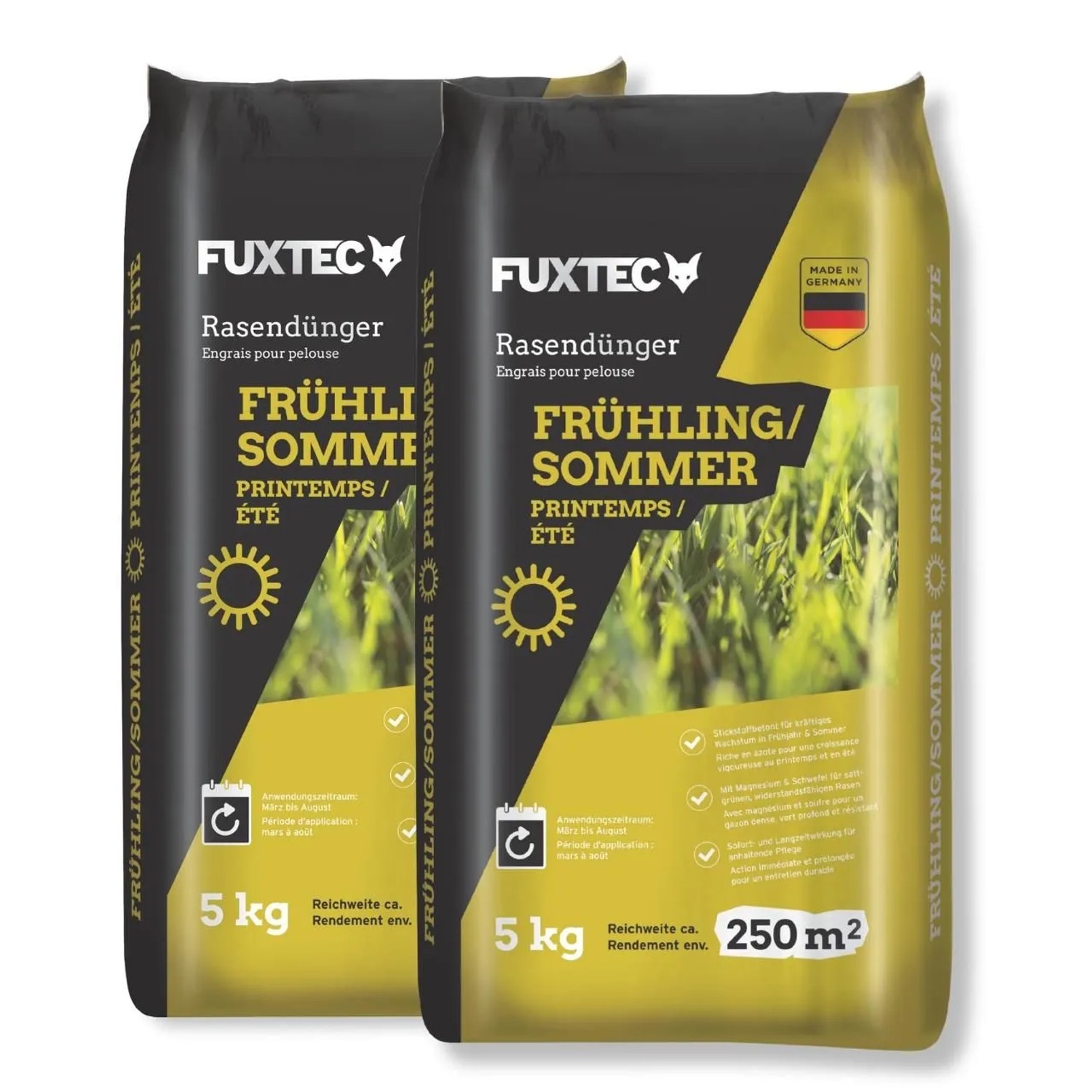 FUXTEC Rasendünger Frühling/Sommer FX-RDFS10 Stickstoffbetonte Formel Langzeitwirkung bis 500 m²