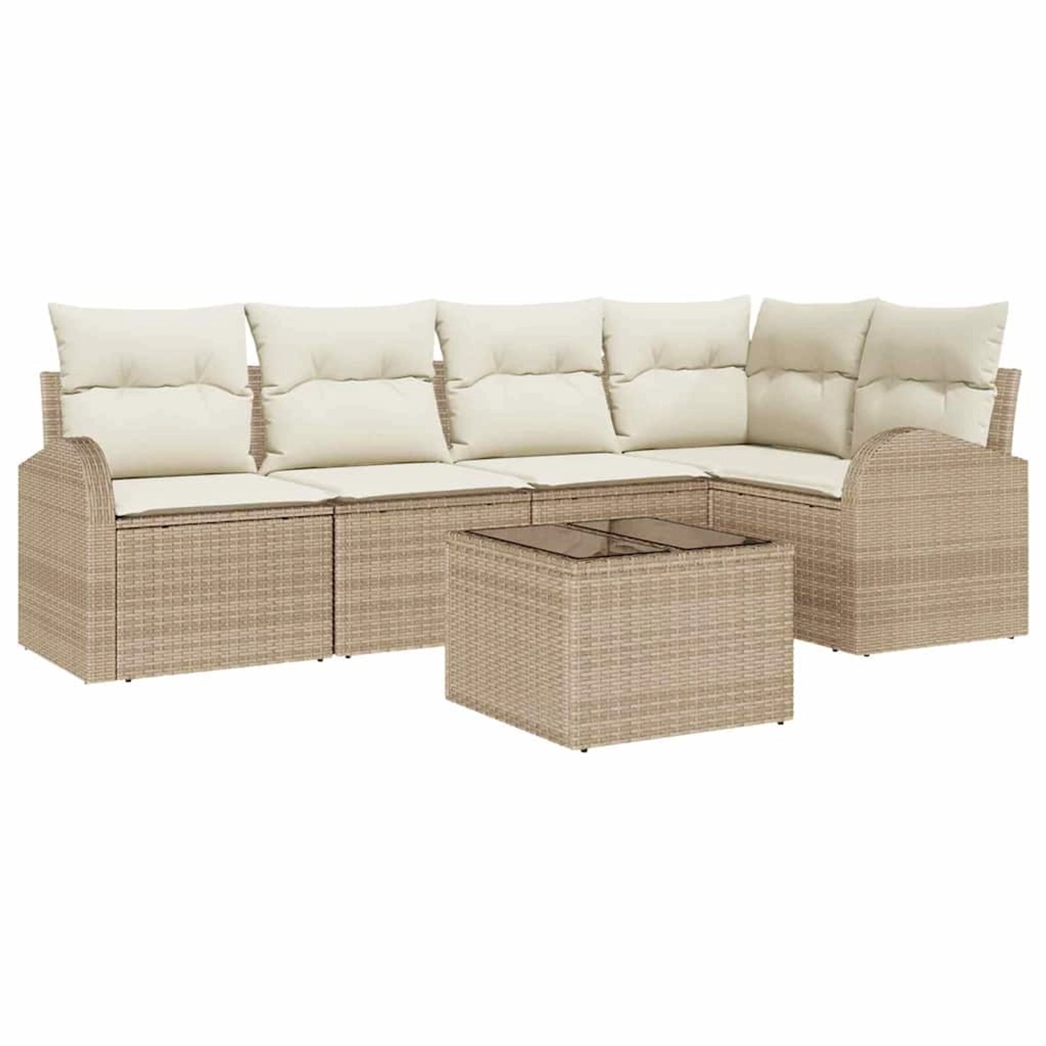 vidaXL Garten-Sofa-Set mit Kissen 6-Tlg Beige Poly Rattan 3346051 günstig online kaufen