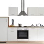 Respekta Küchenzeile KB270ENWP, 270 cm, Weiß/Eiche-Optik, glänzend, mit E-Geräten.